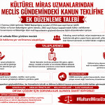 Kültürel Miras Uzmanlarından Meclis Gündemindeki Kanun Teklifine Ek Düzenleme Talebi